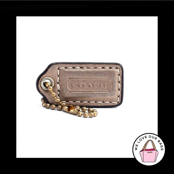 1.5" COACH Gold Metallic LEATHER Brass Key Fob Bag Charm Keychain Hang Tag - Picture 1 of 1